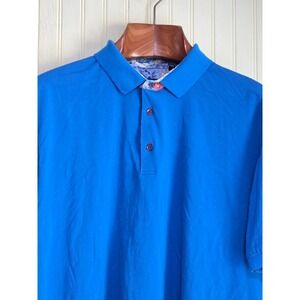 ALEX VANDO Polo Shirt Men XL Blue Cotton Blend Short Sleeve Collared Button